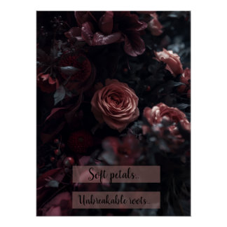Póster brillante floral inspirador de color rosa o