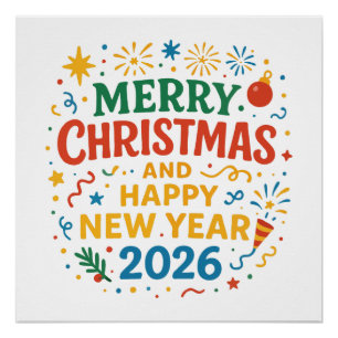 Póster Brillante Navidad Feliz