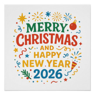 Póster Brillante Navidad Feliz