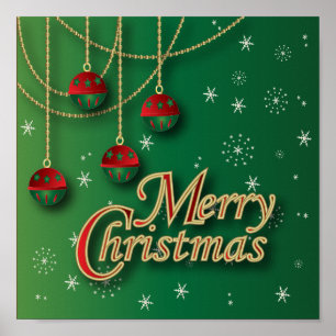 Póster Brillante Navidad Verde