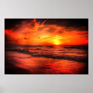 Póster Brillante Sunset Beach Ocean