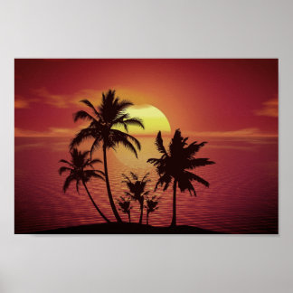 Póster Brillante Sunset Beach Ocean