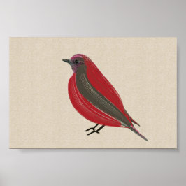 Póster Brillante Tánger Rojo de Ave Tropical en tela de c