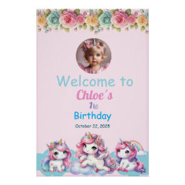 Póster brillante Unicorn Birthday 