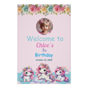 Póster brillante Unicorn Birthday