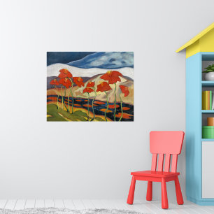Póster Brillante y alegre, paisaje con flores,