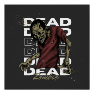 Poster brillante zombi blanco y marrón muerto