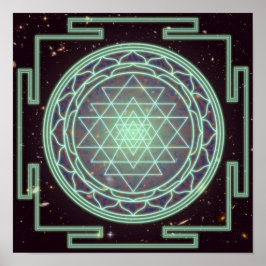 Póster Brillo azul de Sri Yantra