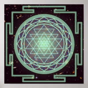Póster Brillo azul de Sri Yantra