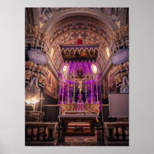 Póster Brillo barroco: el altar de Cuaresma de Naxxar