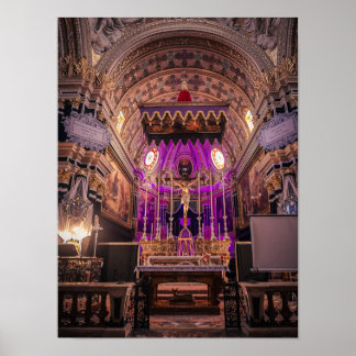 Póster Brillo barroco: el altar de Cuaresma de Naxxar