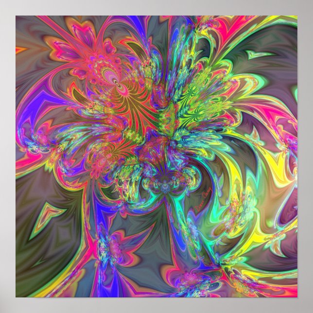 Póster Brillo brillante de color - Salmón e Índigo Deva (Frente)