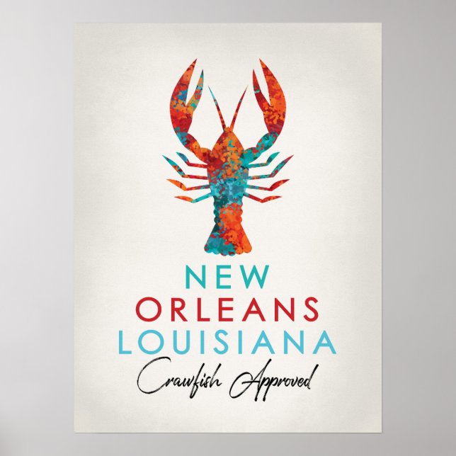 Póster Brillo de langosta de Nueva Orleans Louisiana (Frente)