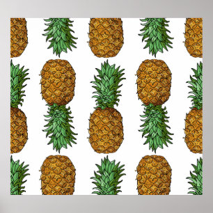 Póster Brillo de piña: Ilustracion tropical de verano