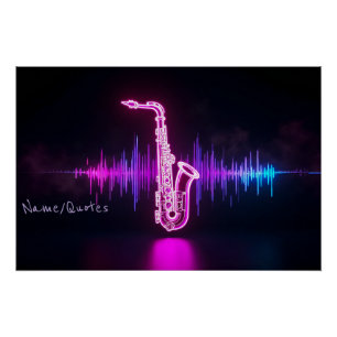 Póster Brillo de Saxofón de Neón – Arte de Pared de Músic