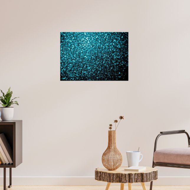 Póster Brillo falso brillante azul acuático (Salón 3)