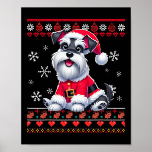 Póster Brillo feo X-mas Santa Miniatura Perro Schnauzer C
