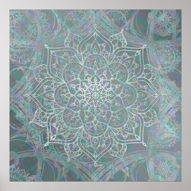Póster Brillo Iridescente Mandala Boho Chic (Frente)