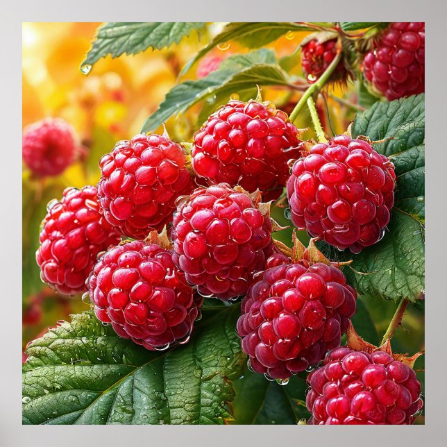 Póster 🍓 Brillo Maduro de Frambuesa Roja ❄️ Cocina de Fr (Frente)