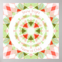Brillo Verde Rojo Estrella Luminosa Nombre Decorac