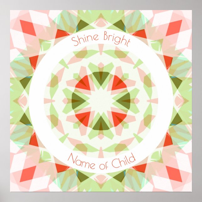 Póster Brillo Verde Rojo Estrella Luminosa Nombre Decorac (Frente)