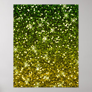 Póster Brillos verde oscuro brillantes del oro