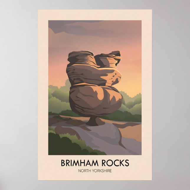 Póster Brimham Rocks AONB Travel Poster (Frente)