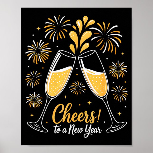 Póster Brindis a la cuenta regresiva de la fiesta de Noch (Frente)