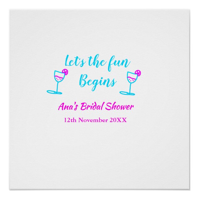 Póster Brindis de boda de vidrio de parra rosa azul vamos (Anverso)