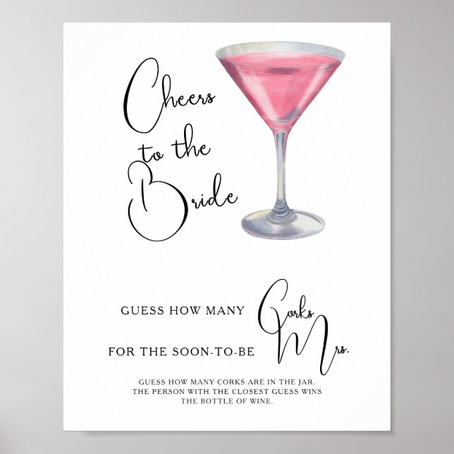 Póster Brindis de cóctel de acuarela Cuántos corchos  (Frente)