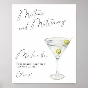Póster Brindis de Martini para desposada barra de Martini