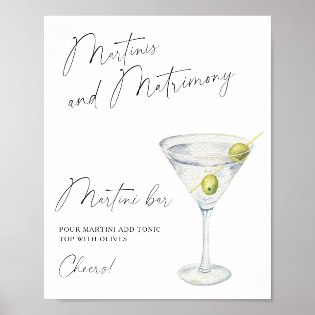 Póster Brindis de Martini para desposada barra de Martini (Frente)