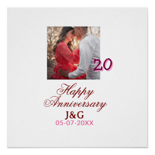 Póster Brindis por 20 años feliz aniversario agregar foto