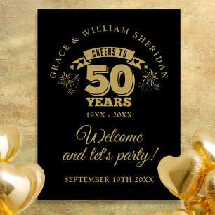 Póster Brindis por 50º Aniversario de Boda Letrero de Bie