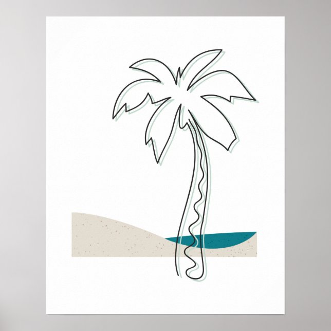 Póster Brisa Tropical Resumen Palm Tree Line Art Imprimir (Frente)
