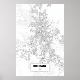 Póster Brisbane, Australia (negro sobre blanco)