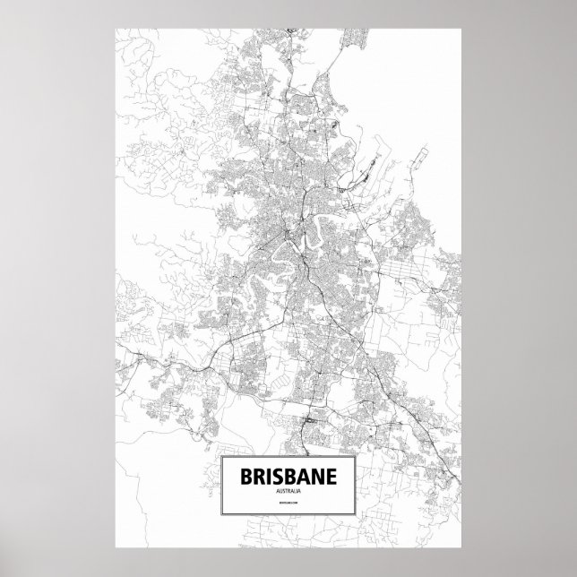 Póster Brisbane, Australia (negro sobre blanco) (Frente)