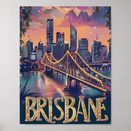 Póster Brisbane Australia Vintage Famous Travel Place