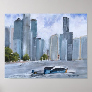 PÓSTER BRISBANE, QLD, AUSTRALIA,    ACUARELA