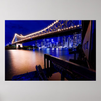 Póster Brisbane's Story Bridge at night