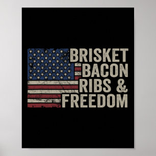 Póster Brisket Bycon Ribs And Freedom - Grill Bbq Funny M
