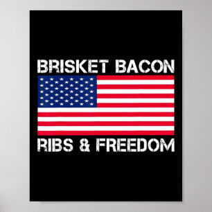 Póster Brisket Bycon Ribs And Freedom Grill Bbq Meat Smoa