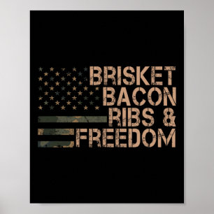 Póster Brisket Bycon Ribs Y Freedom Grill Bbq Funny Mea