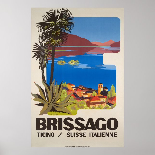 Póster Brissago,Ticino,Switzerland,Travel Poster (Frente)