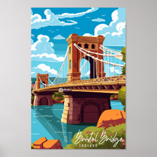 Póster Bristol Bridge Inglaterra ilustracion de viaje vin