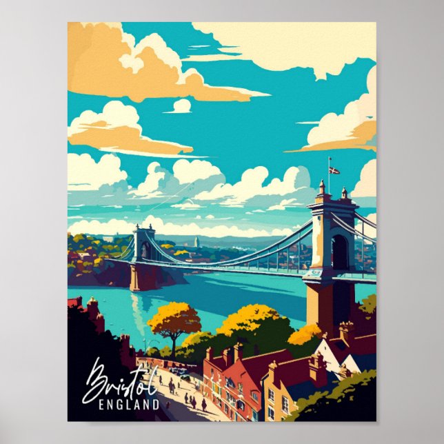 Póster Bristol England ilustracion de viajes de estilo Ar (Frente)