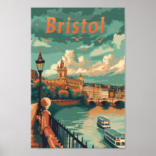 Póster Bristol England Vintage Retro Ilustracion de viaje