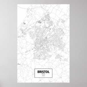 Póster Bristol, Inglaterra (negro sobre blanco)