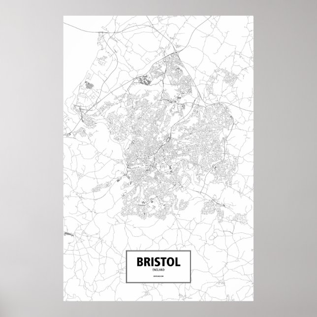Póster Bristol, Inglaterra (negro sobre blanco) (Frente)
