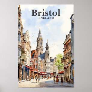 Póster Bristol Inglaterra Viajes de pintura de color de a